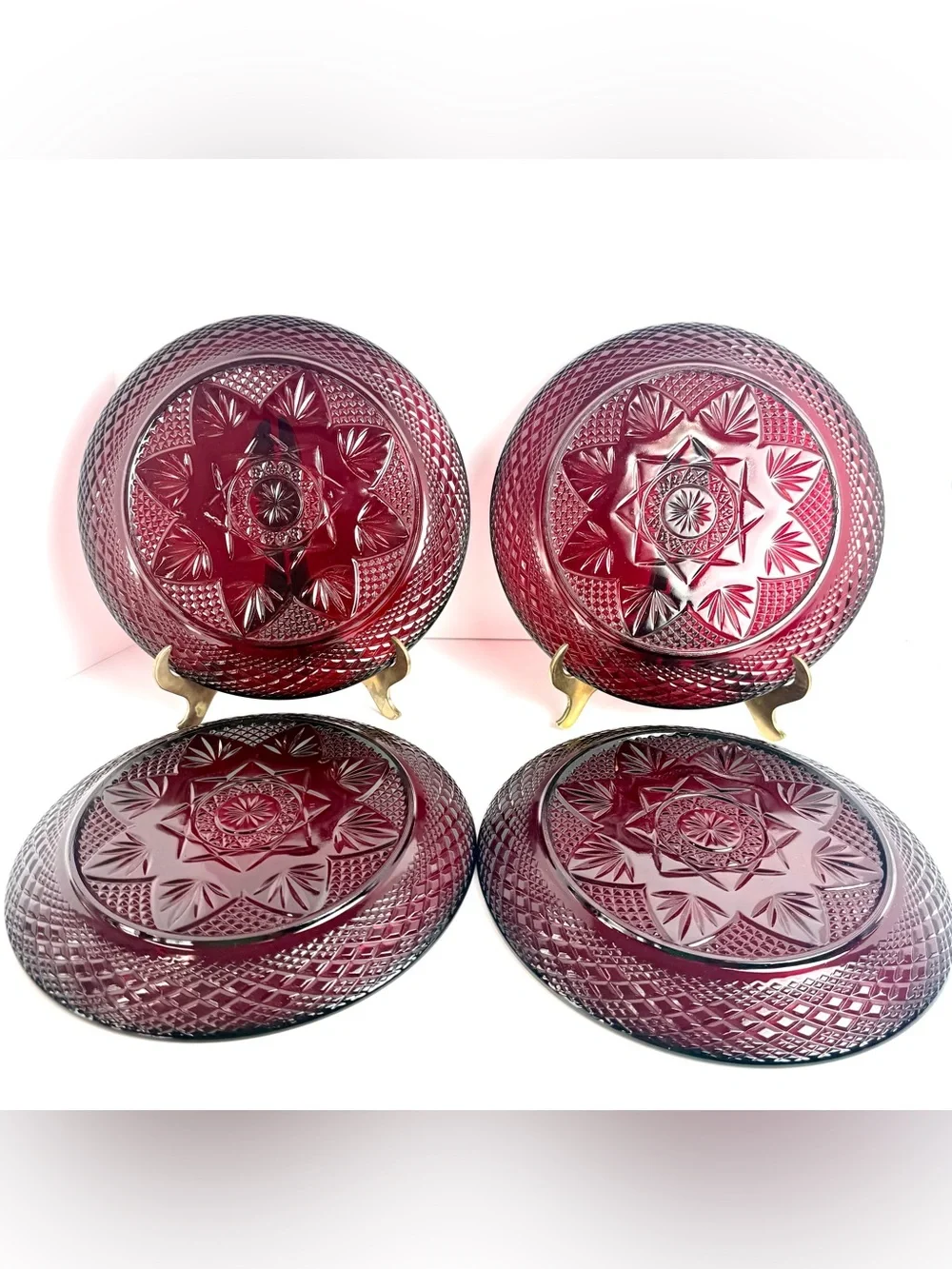 4 VTG Luminarc Cristal D'Arques Durand Ruby Red Glass 10